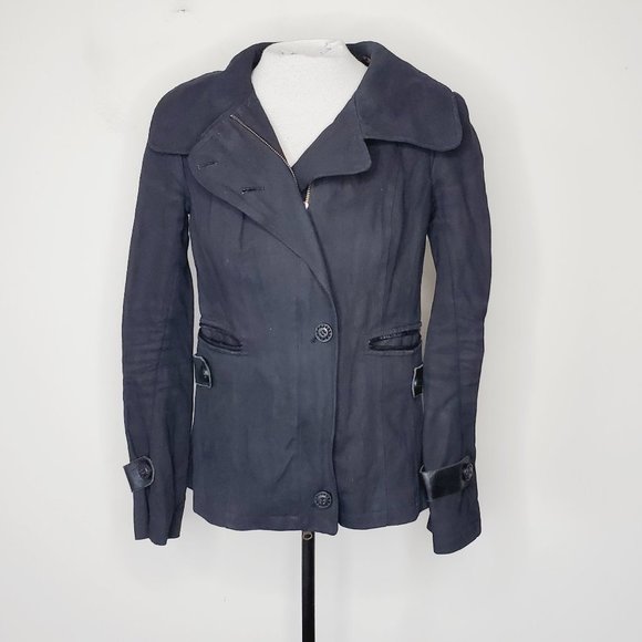 MACKAGE Black Cotton Genuine Leather Utility Jacke - Picture 2 of 11